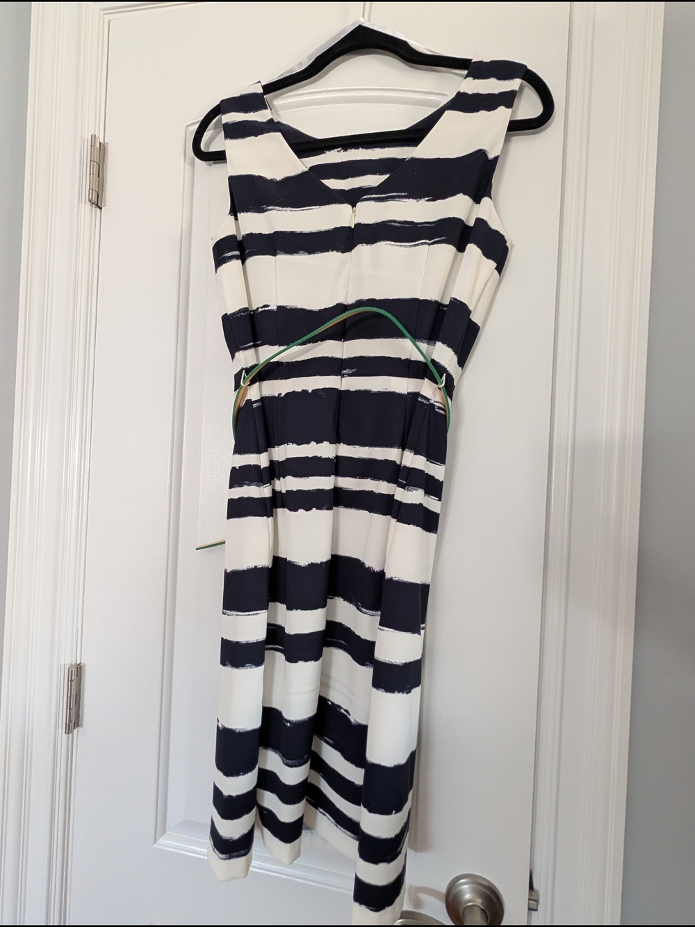 Dress Barn Striped Navy and White Sleeveless Sheath Dress Size 10 - Picture 3 of 10
